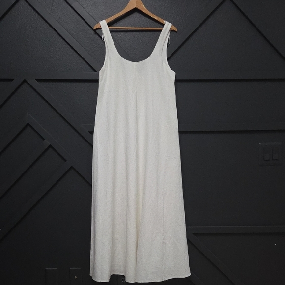NWT {Zara} Oyster White Linen Cotton Blend Sleeveless Maxi Dress (Small) - Picture 3 of 12